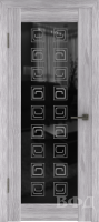 Межкомнатная дверь Л8ПО2 Серый дуб Квадрат черное