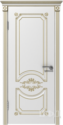 Межкомнатная дверь Милана Белая эмаль патина золото