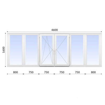 Балкон П-образный 1600x4600 Citylux 60 мм 2-камерный стеклопакет