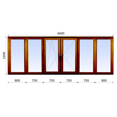 Балкон П-образный 1600x4600 Elex 70 мм 1-камерный стеклопакет ламинированный в массе